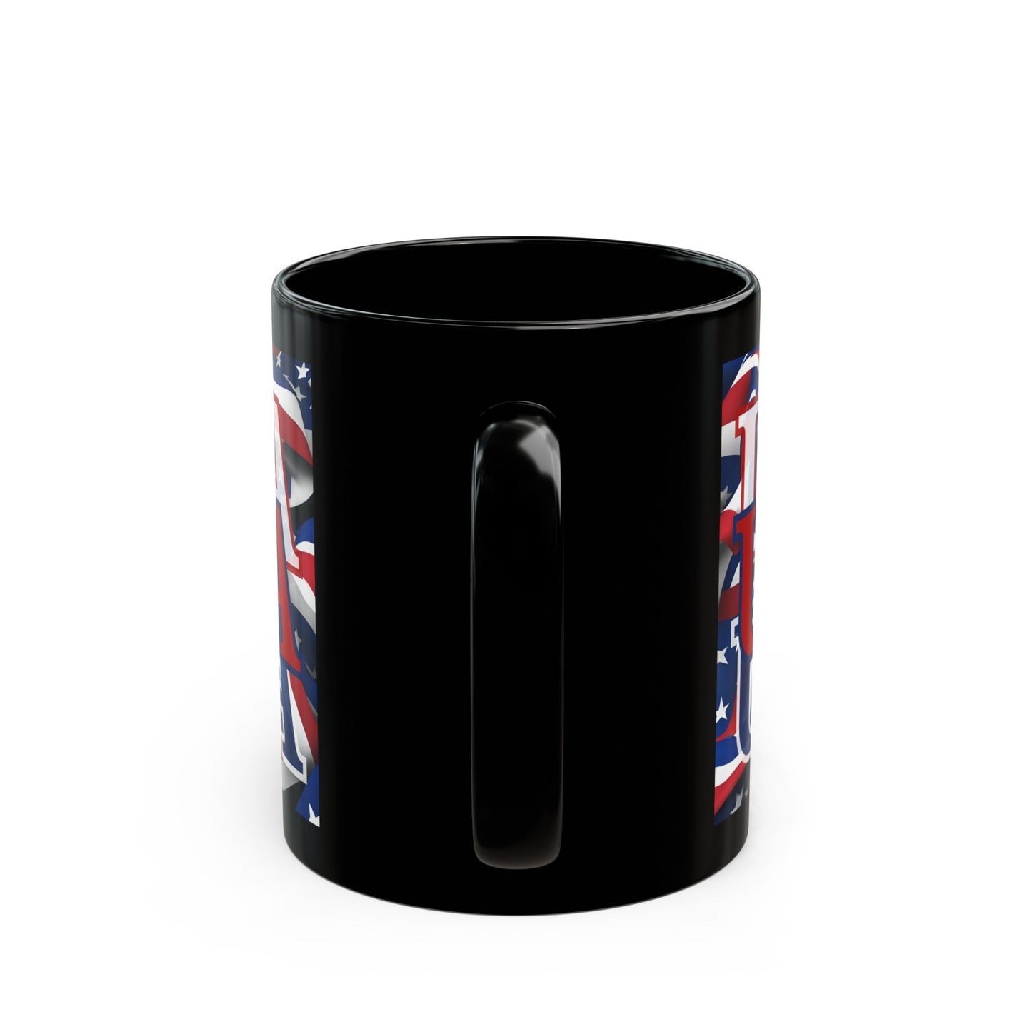 USA Red font Center Patriot Black Mug by cypherpunkgear.com