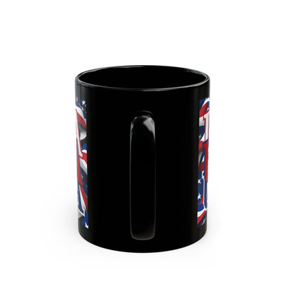 USA Red font Center Patriot Black Mug by cypherpunkgear.com