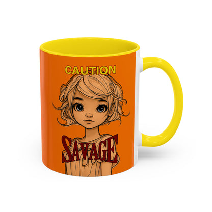 Caution, Savage Orange Accent Mug by cypherpunkgear.com