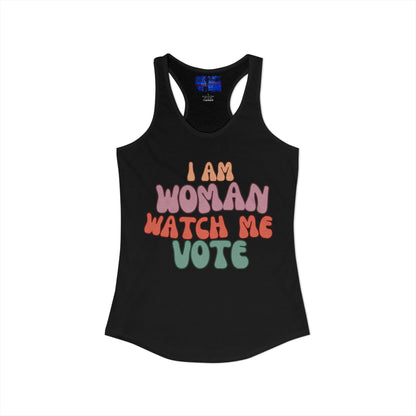 I Am Woman Watch Me Vote Women's Racerback Tank Top by cypherpunkgear.com
