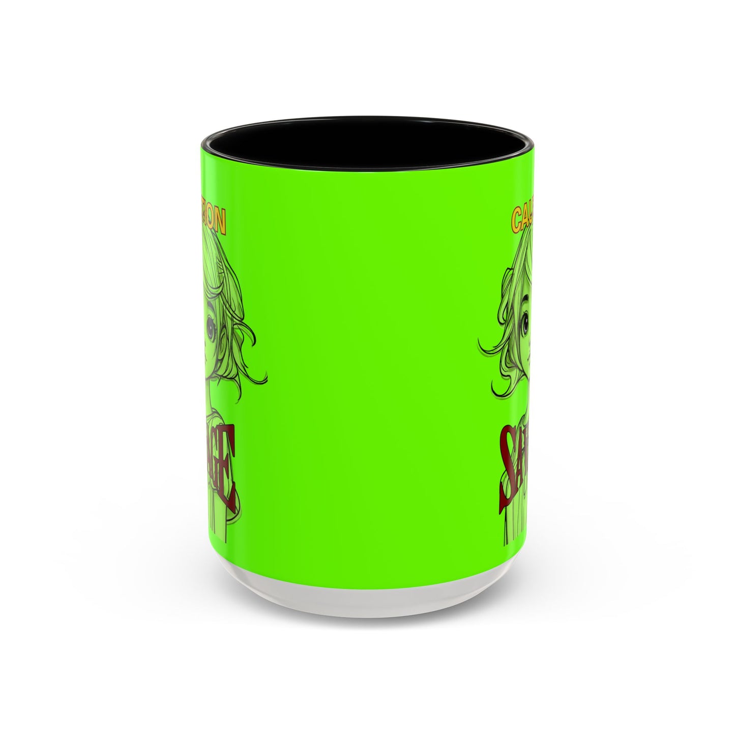 Caution, Savage Light Green Accent Mug by cypherpunkgear.com