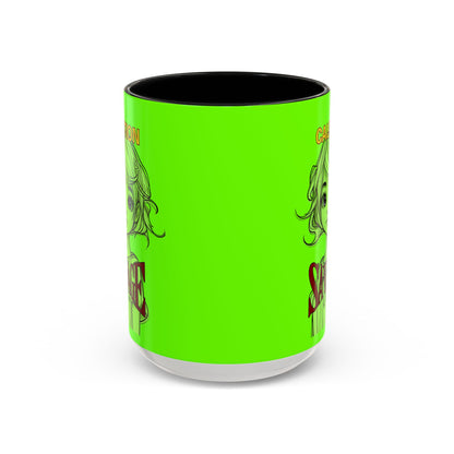Caution, Savage Light Green Accent Mug by cypherpunkgear.com
