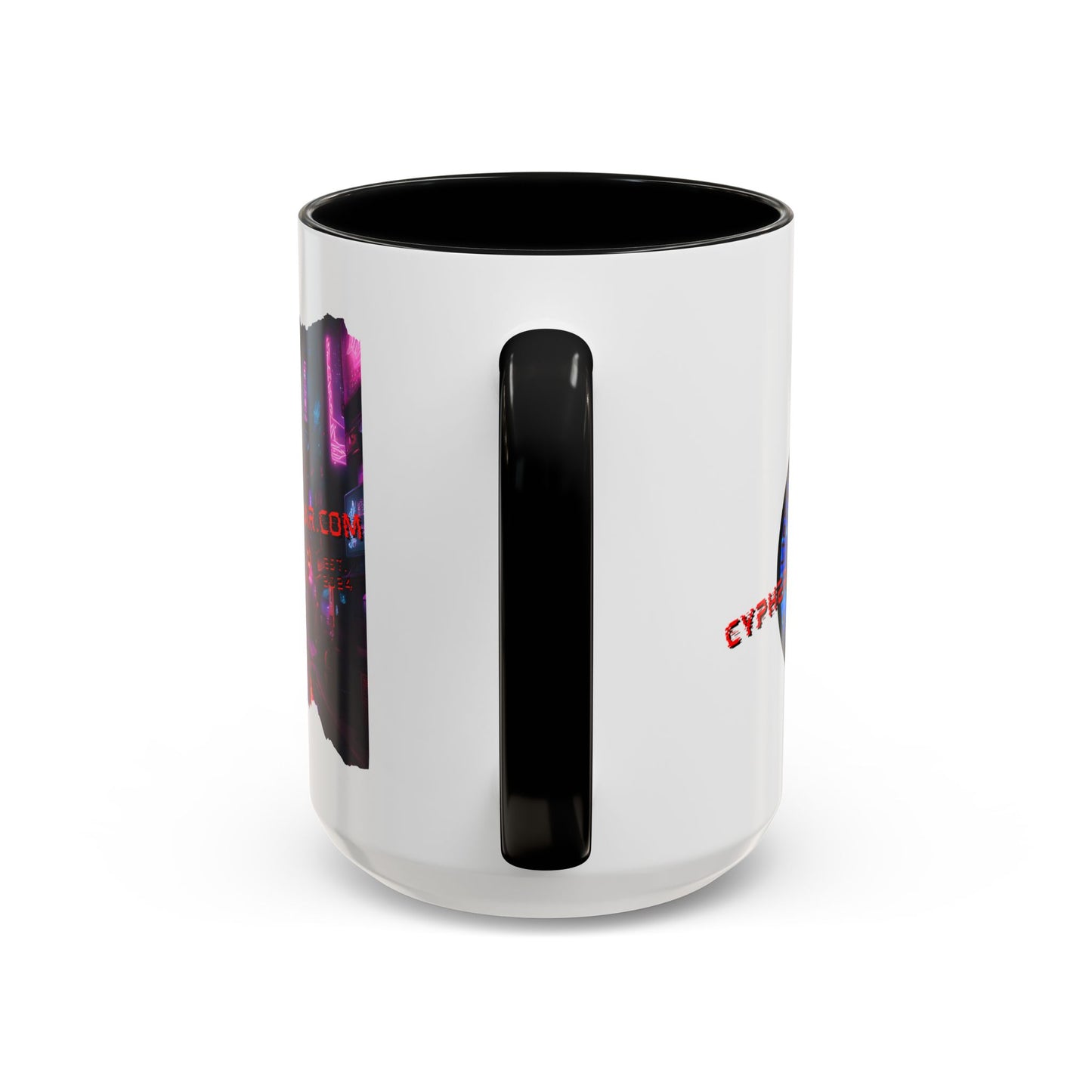 2-sided, cypherpunkgear.com Logo & Cityscape Accent Mug by cypherpunkgear.com
