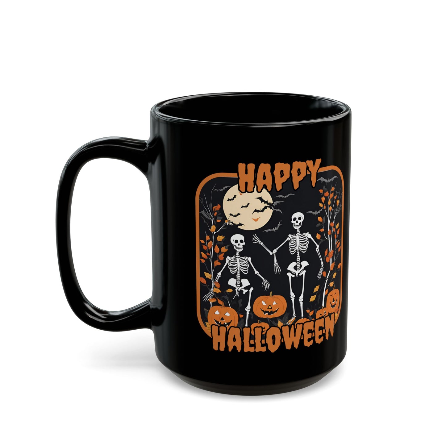Spooktacular Skeletons of Halloween Black Mug by CreepyCrafts.boo