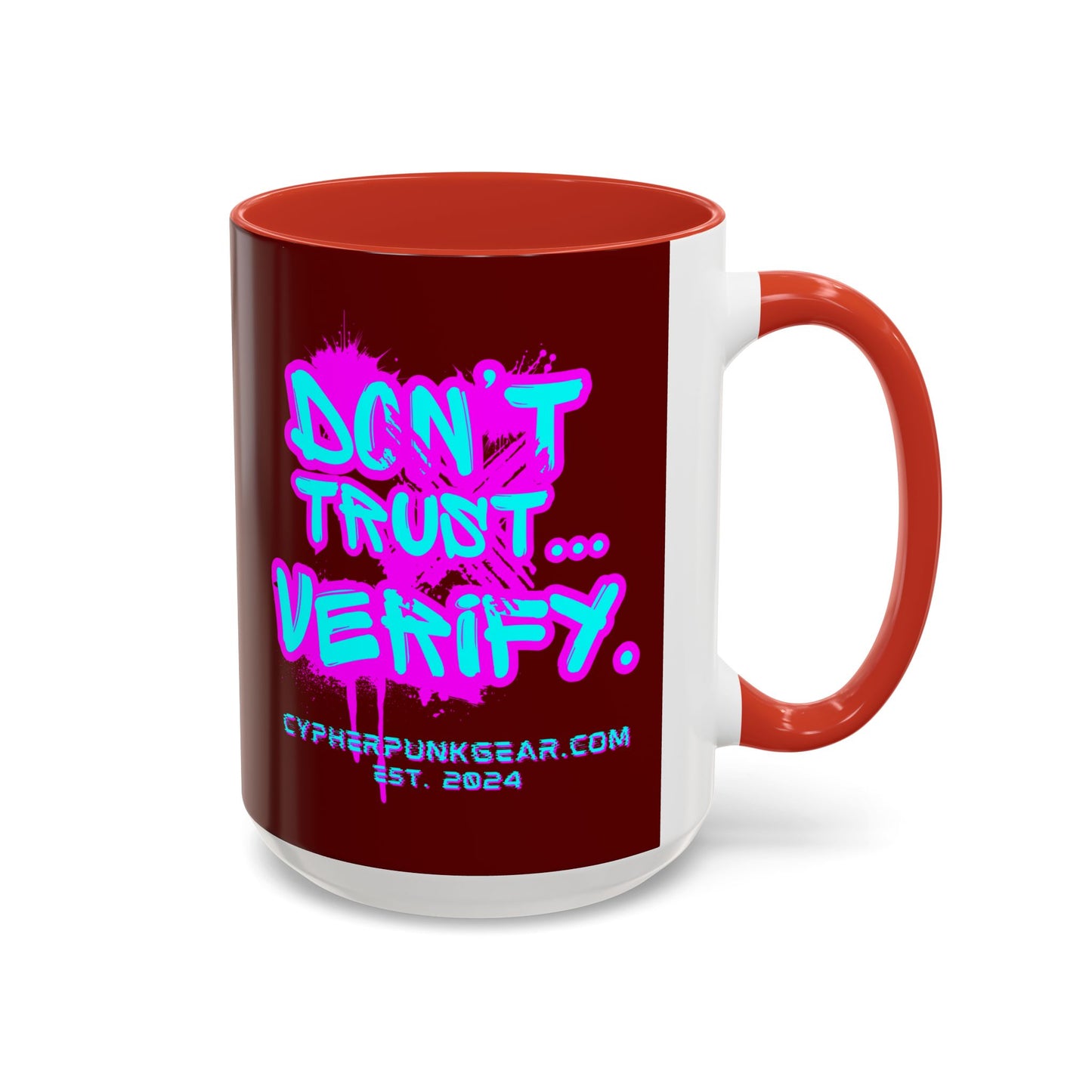 Don't Trust...Verify. Red Accent Mug by cypherpunkgear.com