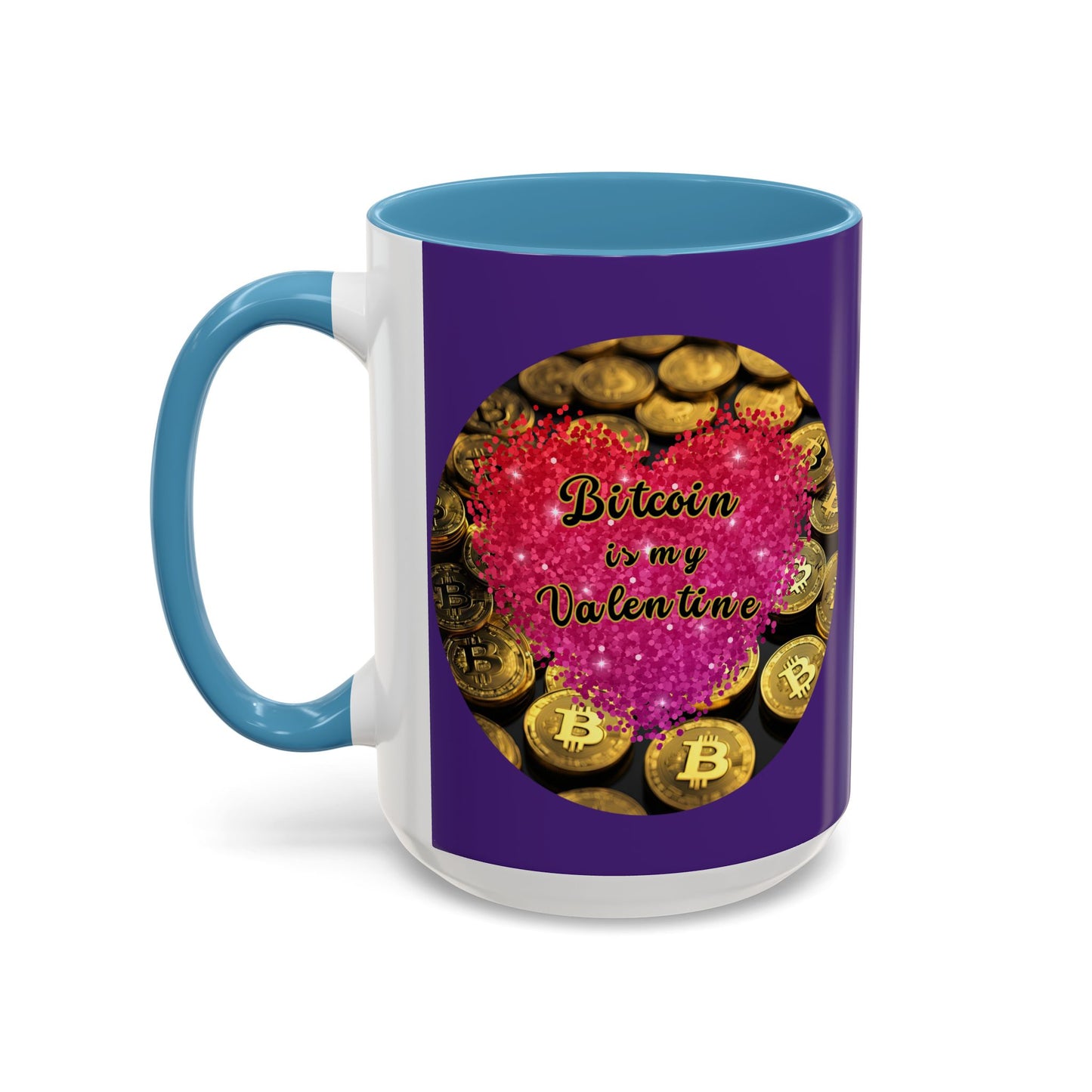 Bitcoin is My Valentine Purple Accent Mug by cypherpunkgear.com