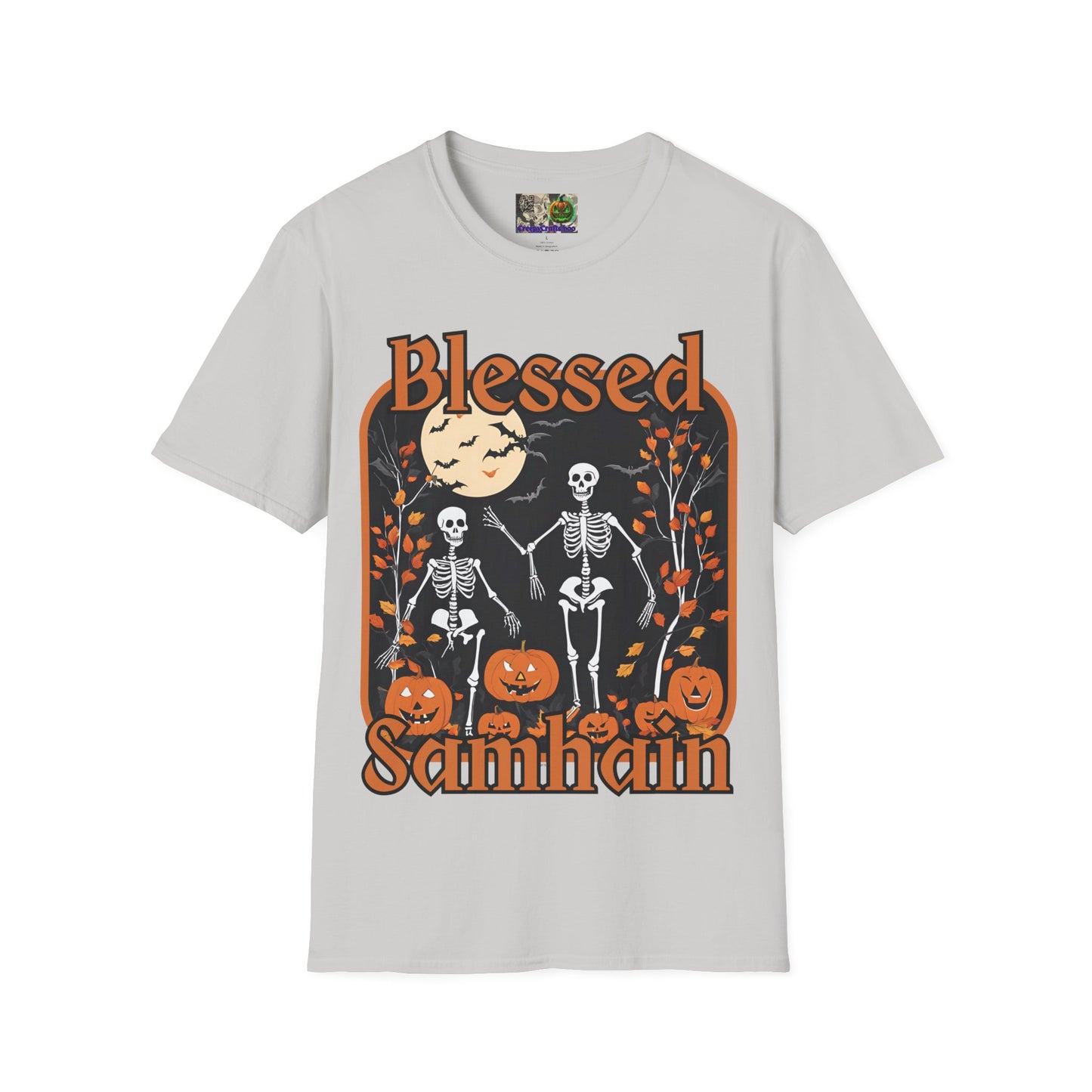 Spooktacular Skeletons of Samhain Light colors Unisex T-Shirt by CreepyCrafts.boo