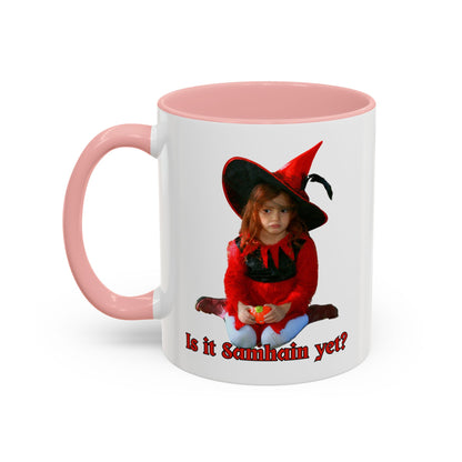 Is it Samhain yet? White Accent Mug by CreepyCrafts.boo