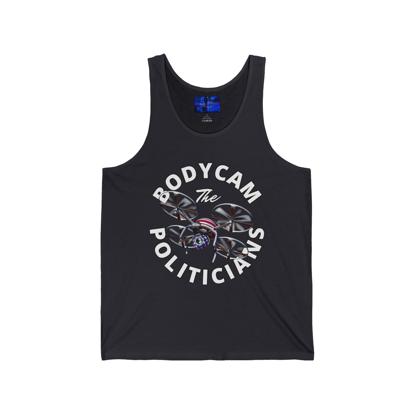 Bodycam the Politicians Drone Unisex Jersey Tank Top by cypherpunkgear.com