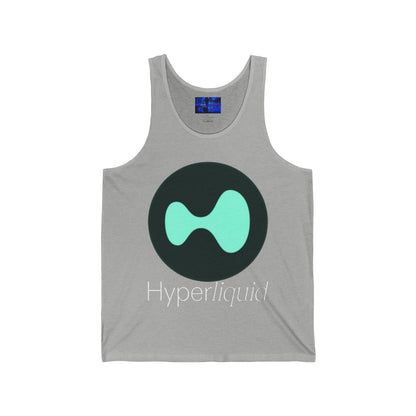 Hyperliquid White font Unisex Jersey Tank Top by cypherpunkgear.com