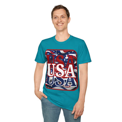 Red WHITE and Blue USA Patriot DKcolors Unisex T-Shirt by cypherpunkgear