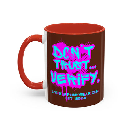 Don't Trust...Verify. Brown Accent Mug by cypherpunkgear.com