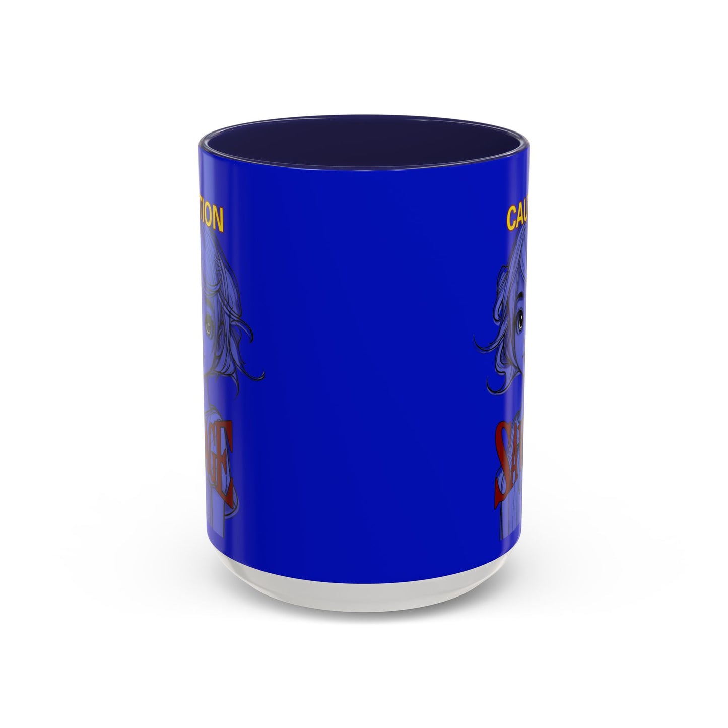 Caution, Savage Dark Blue Accent Mug by cypherpunkgear.com