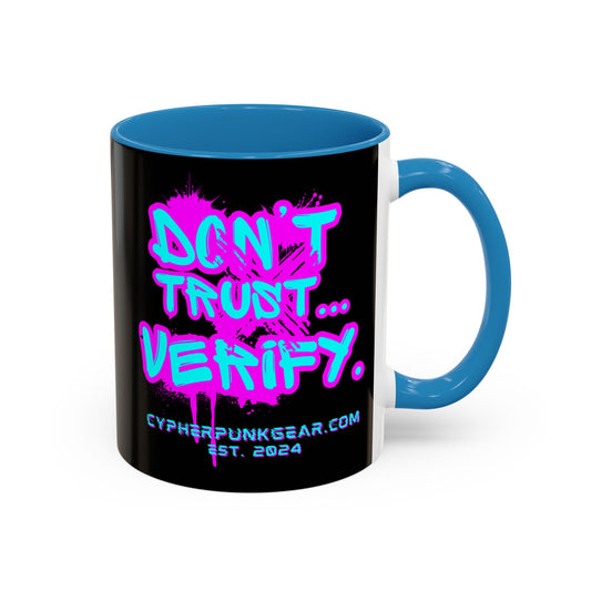 Don't Trust...Verify. Black Accent Mug by cypherpunkgear.com