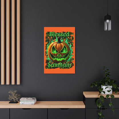 Blessed Samhain Green Jack Metal Art Sign by CreepyCrafts.boo