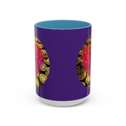Bitcoin is My Valentine Purple Accent Mug by cypherpunkgear.com