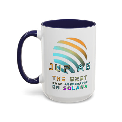 Jupiter (JUP) the best aggregator on Solana White Accent Mug by cypherpunkgear.com