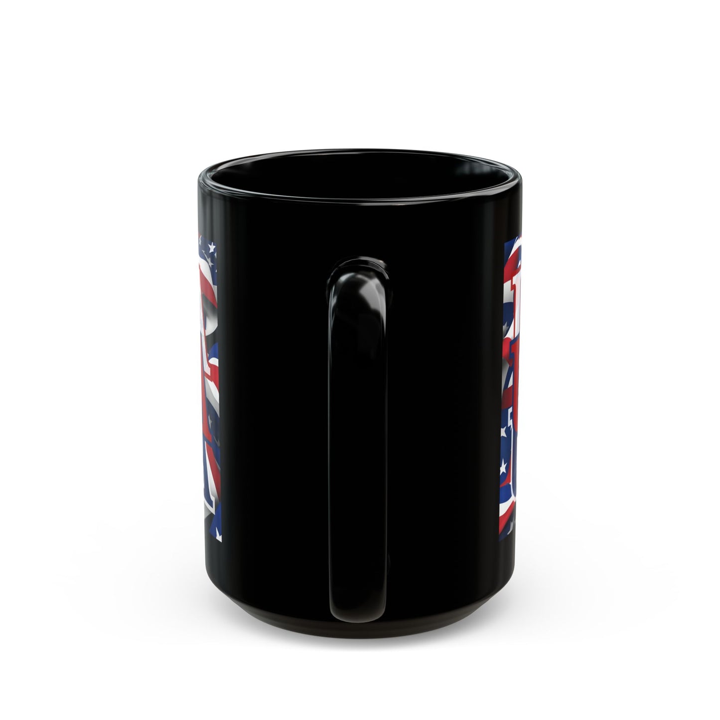 USA Red font Center Patriot Black Mug by cypherpunkgear.com