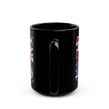 USA Red font Center Patriot Black Mug by cypherpunkgear.com