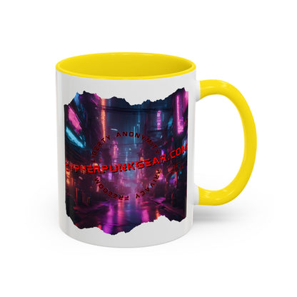 2-sided, cypherpunkgear.com Logo & Cityscape Accent Mug by cypherpunkgear.com