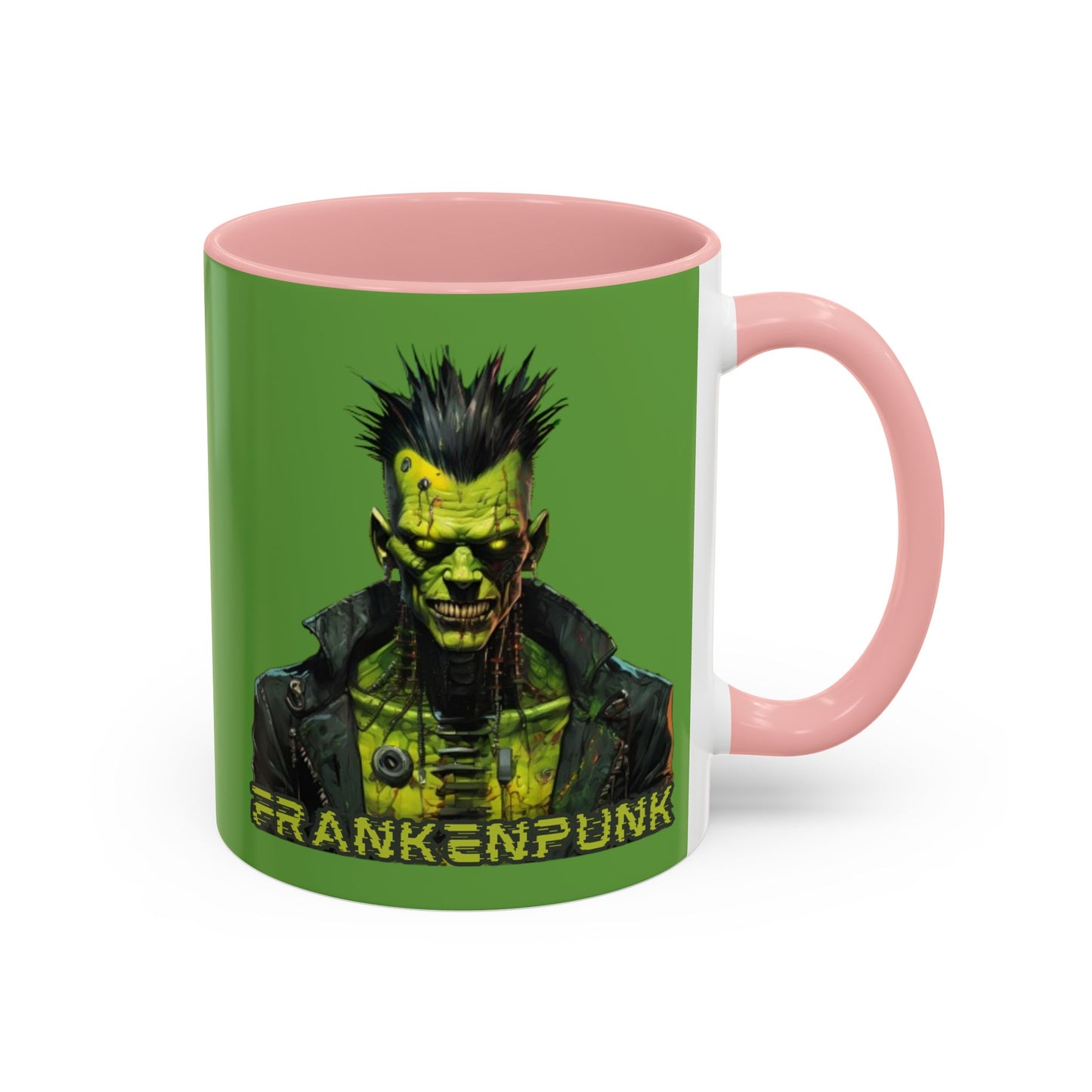 Frankenpunk Green Accent Mug by CreepyCrafts.boo