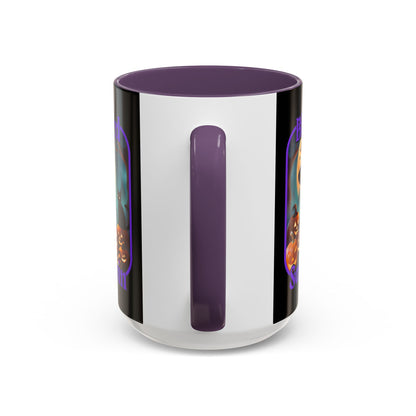 Blessed Samhain Cute Witch Purple font Black Accent Mug by CreepyCrafts.boo
