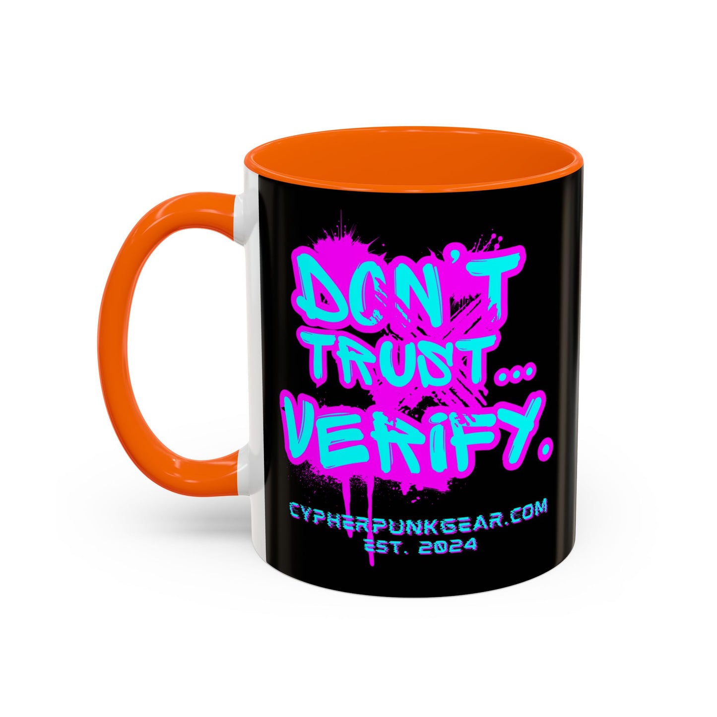 Don't Trust...Verify. Black Accent Mug by cypherpunkgear.com
