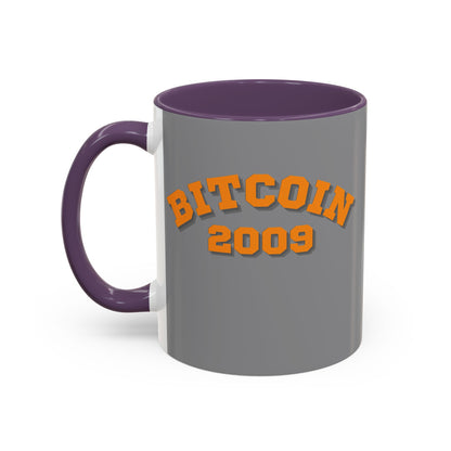 Bitcoin 2009 Grey Accent Mug by cypherpunkgear.com