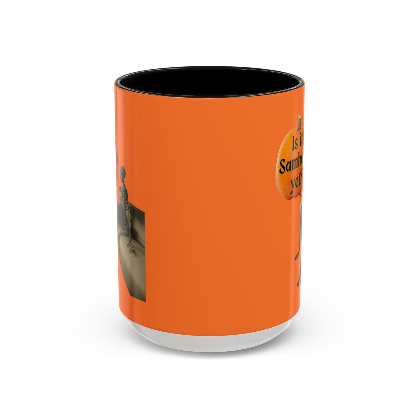 Is it Samhain yet? Skeleton's Pumpkin Orange Accent Mug by CreepyCrafts.boo