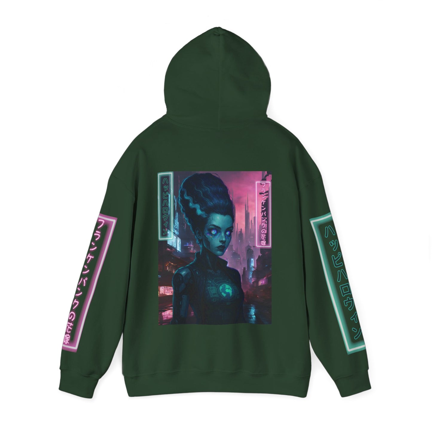 Neon Bride of Frankenstein Hoodie Unisex Hooded Sweatshirt by CreepyCrafts.boo