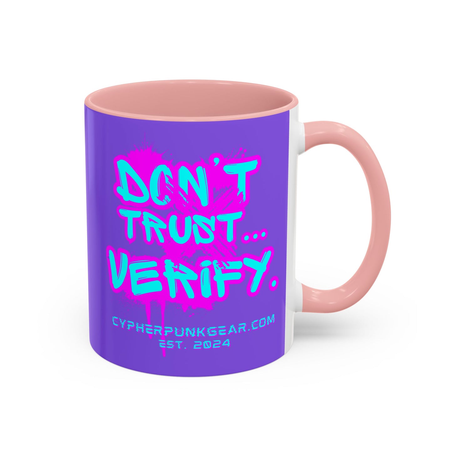 Don't Trust...Verify. Light Purple Accent Mug by cypherpunkgear.com