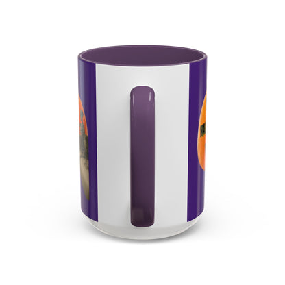 Is it Halloween yet? Skeleton's Giant Pumpkin Purple Accent Mug by CreepyCrafts.boo