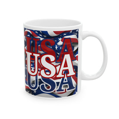 USA White font Center Patriot White Mug by cypherpunkgear.com