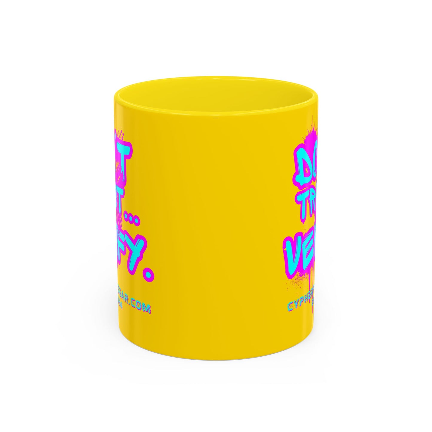 Don't Trust...Verify. Yellow Accent Mug by cypherpunkgear.com