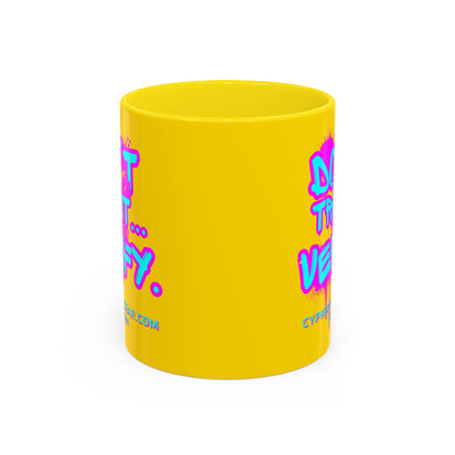 Don't Trust...Verify. Yellow Accent Mug by cypherpunkgear.com