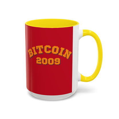 Bitcoin 2009 Red Accent Mug by cypherpunkgear.com