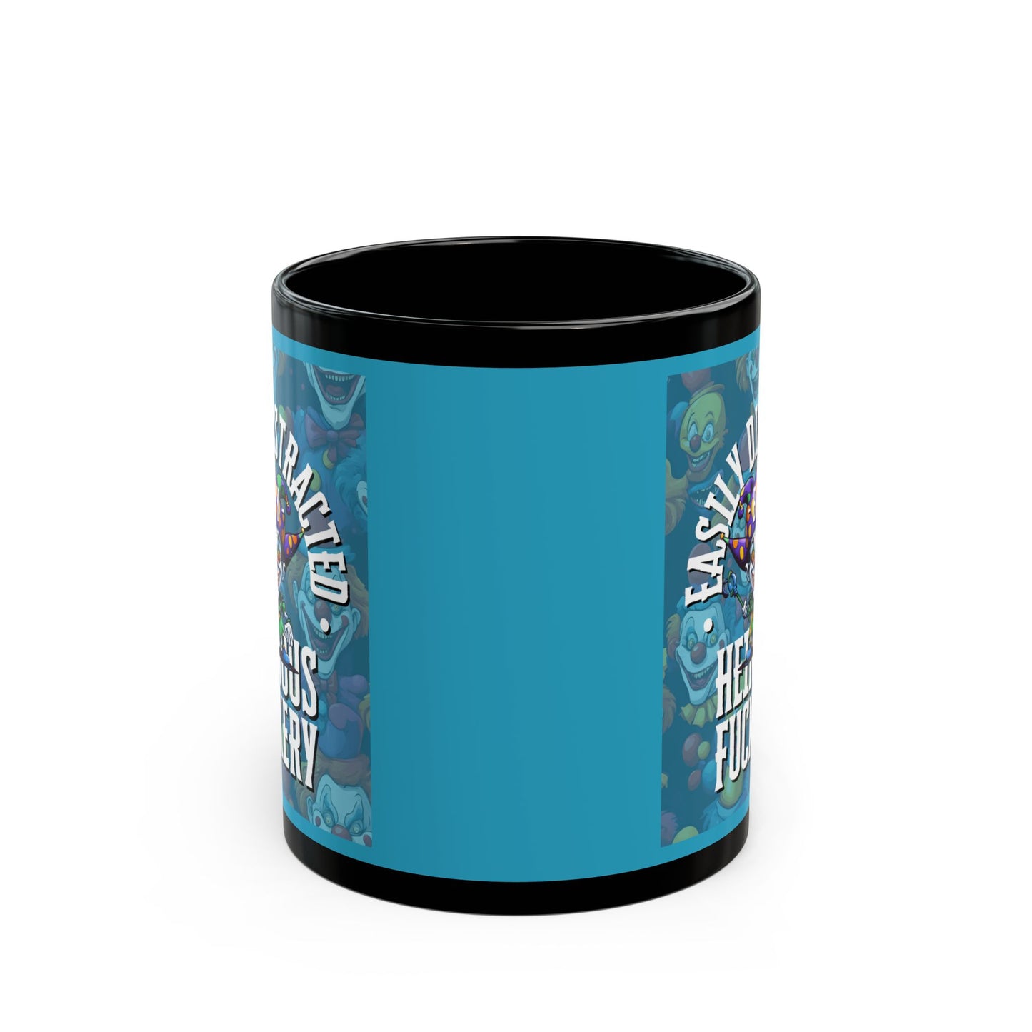Easily Distracted by Heinous Fuckery Little Jinx Turquoise Mug by cypherpunkgear.com
