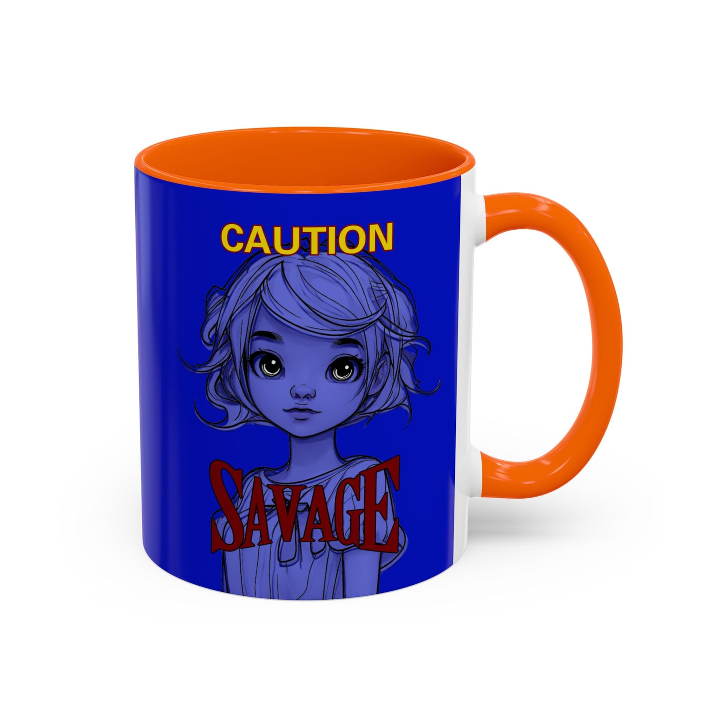 Caution, Savage Dark Blue Accent Mug by cypherpunkgear.com