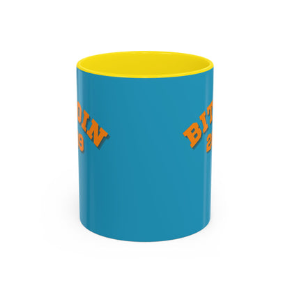 Bitcoin 2009 Turquoise Accent Mug by cypherpunkgear.com