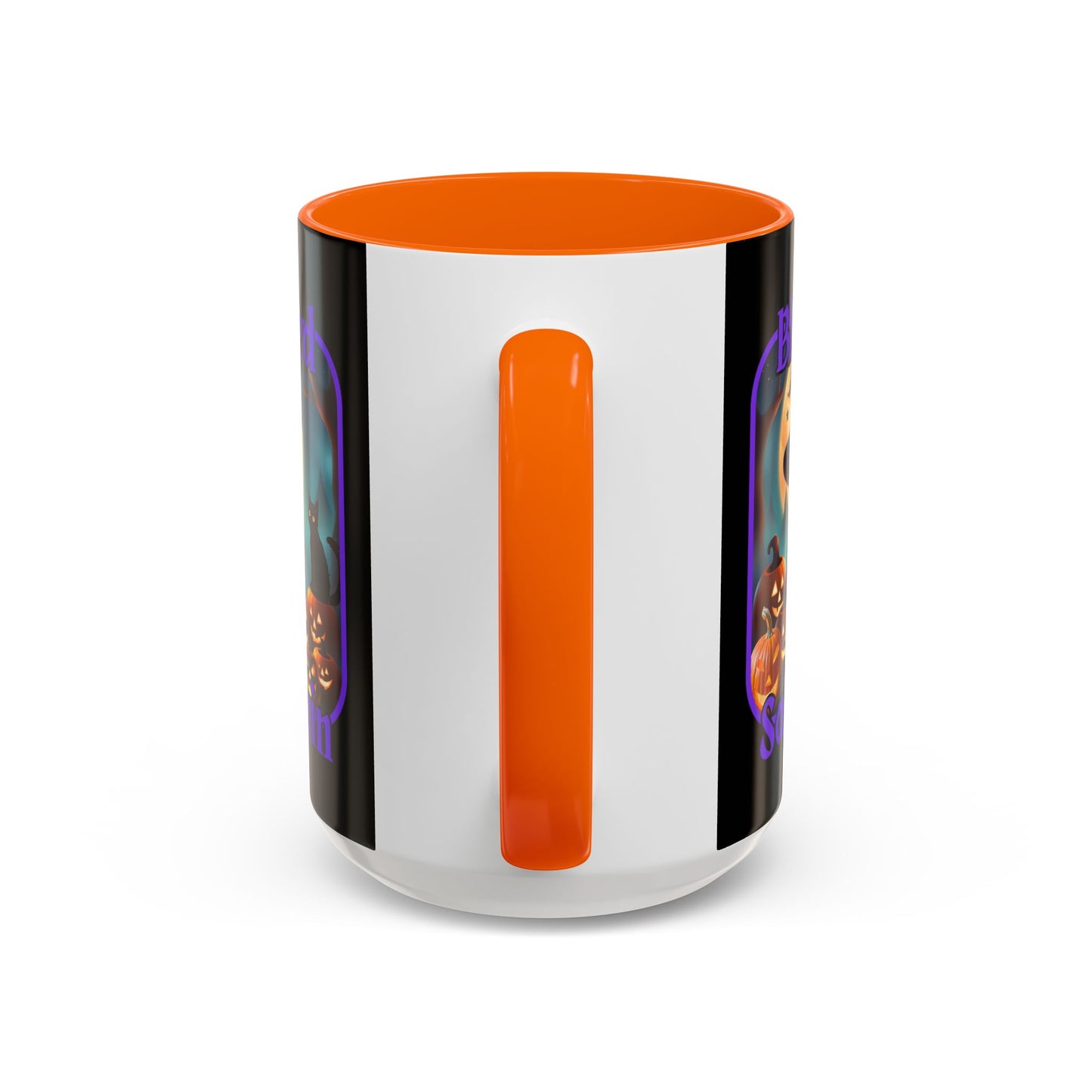 Blessed Samhain Cute Witch Purple font Black Accent Mug by CreepyCrafts.boo