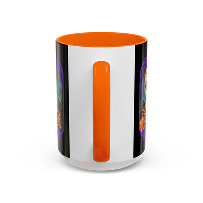 Blessed Samhain Cute Witch Purple font Black Accent Mug by CreepyCrafts.boo