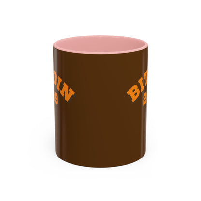 Bitcoin 2009 Brown Accent Mug by cypherpunkgear.com