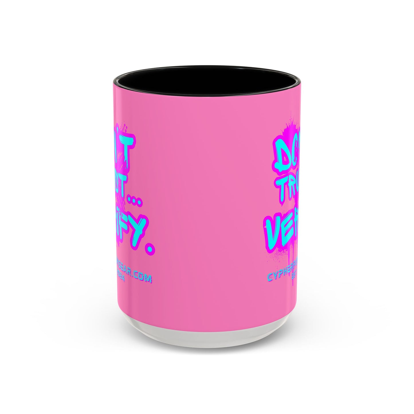 Don't Trust...Verify. Light Pink Accent Mug by cypherpunkgear.com