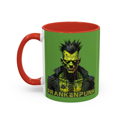 Frankenpunk Green Accent Mug by CreepyCrafts.boo
