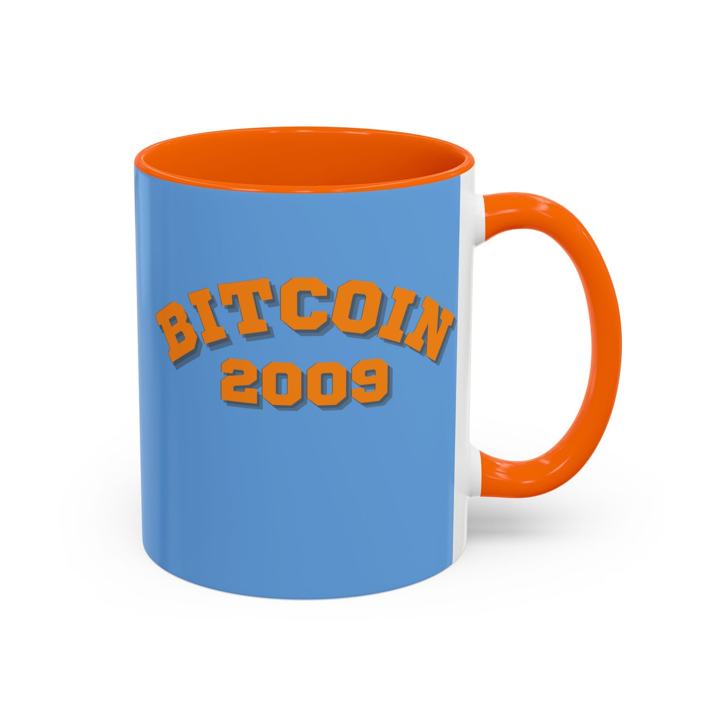 Bitcoin 2009 Light Blue Accent Mug by cypherpunkgear.com