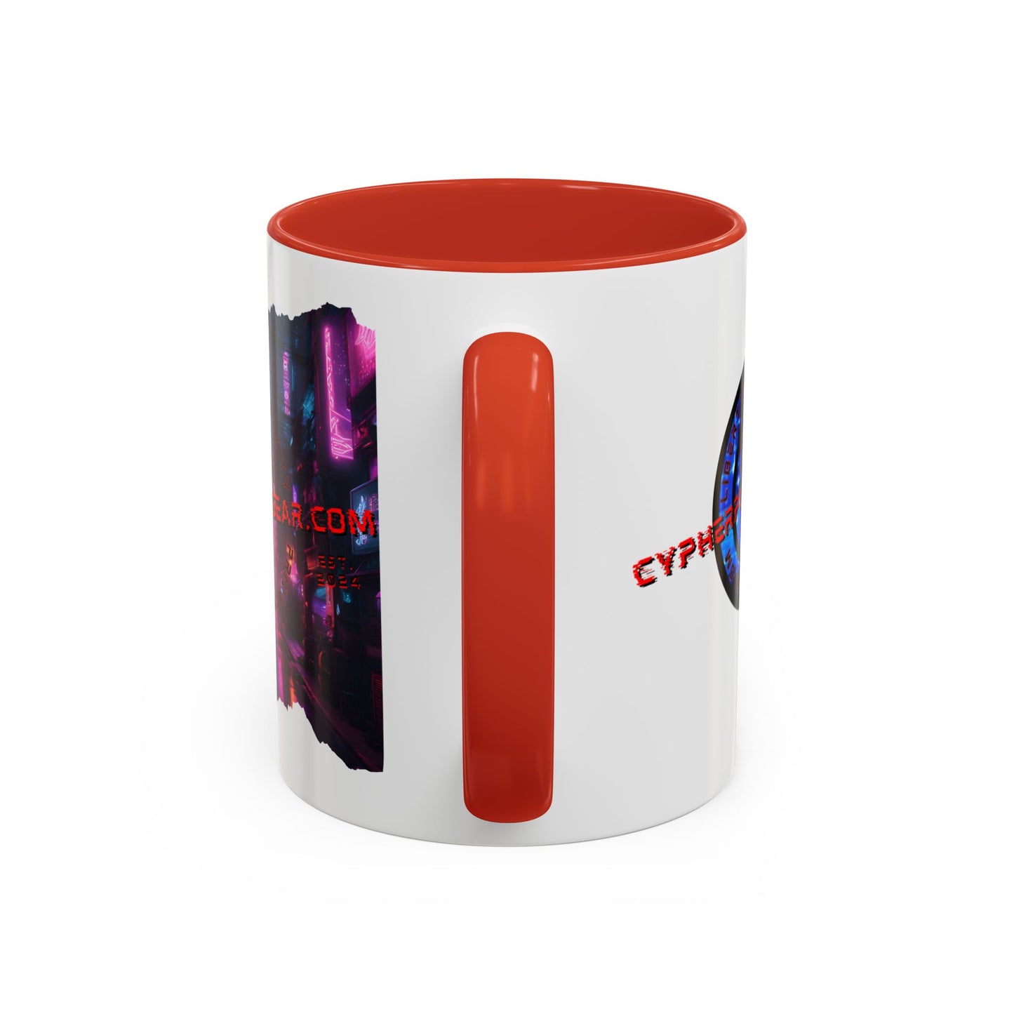 2-sided, cypherpunkgear.com Logo & Cityscape Accent Mug by cypherpunkgear.com