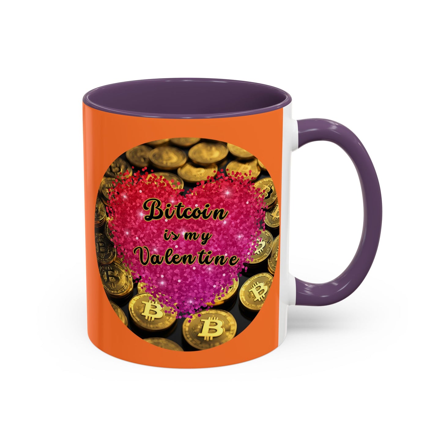 Bitcoin is My Valentine Orange Accent Mug by cypherpunkgear.com