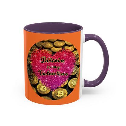 Bitcoin is My Valentine Orange Accent Mug by cypherpunkgear.com