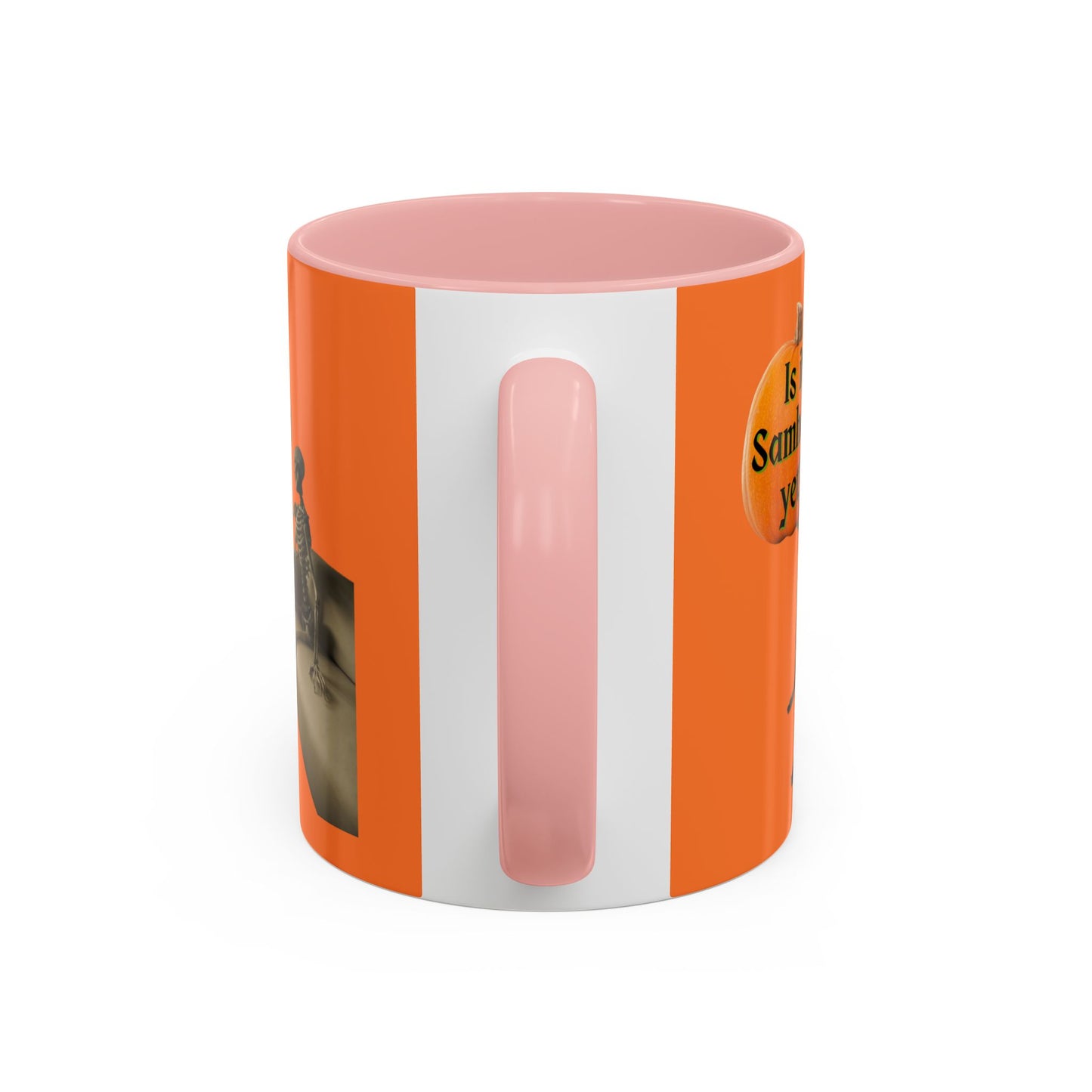 Is it Samhain yet? Skeleton's Pumpkin Orange Accent Mug by CreepyCrafts.boo