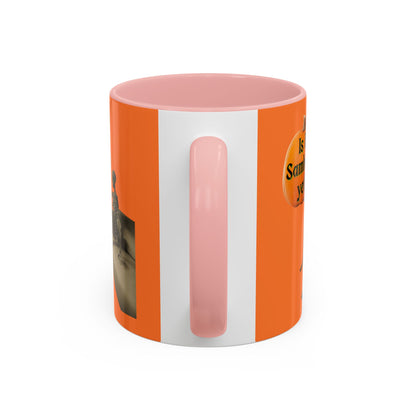 Is it Samhain yet? Skeleton's Pumpkin Orange Accent Mug by CreepyCrafts.boo